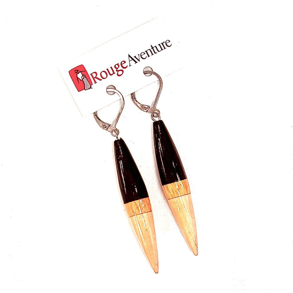 Earrings - Wood - RA85 - Adventure Red