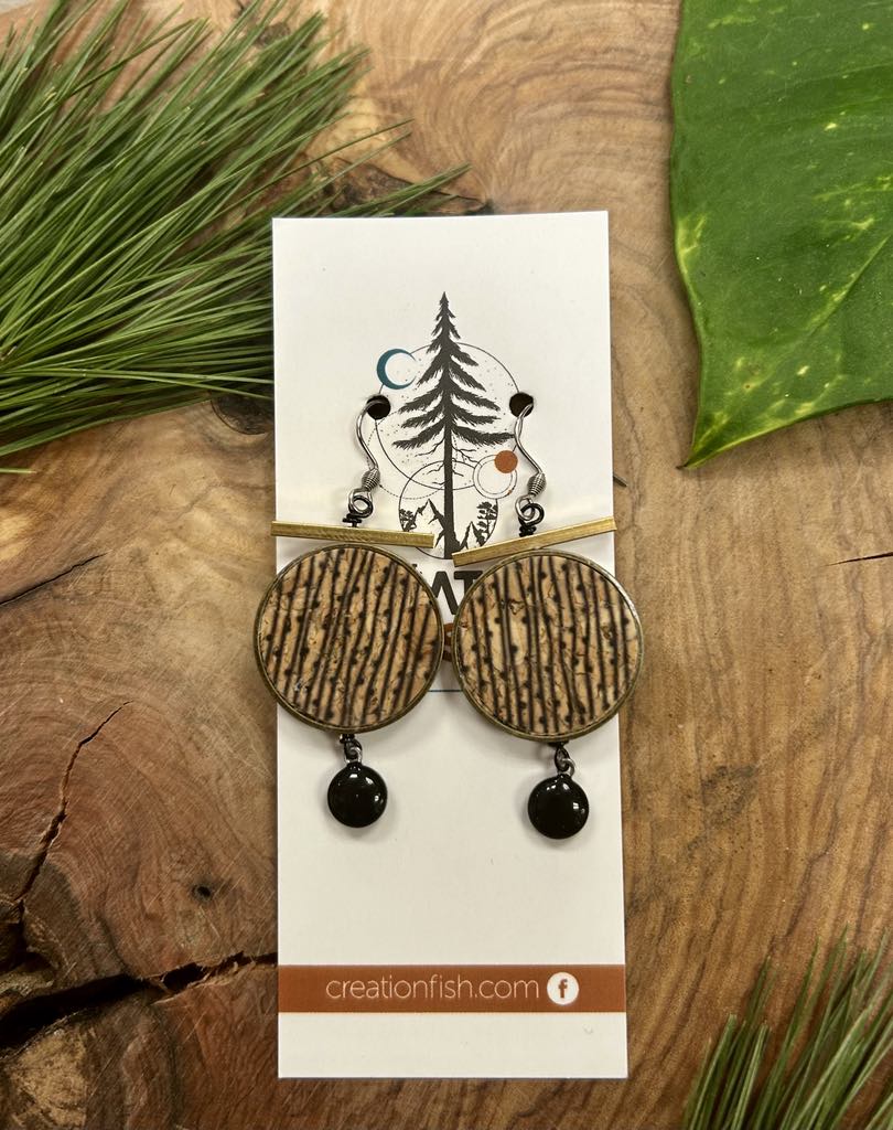 Earrings - Cork circle - Fish creation