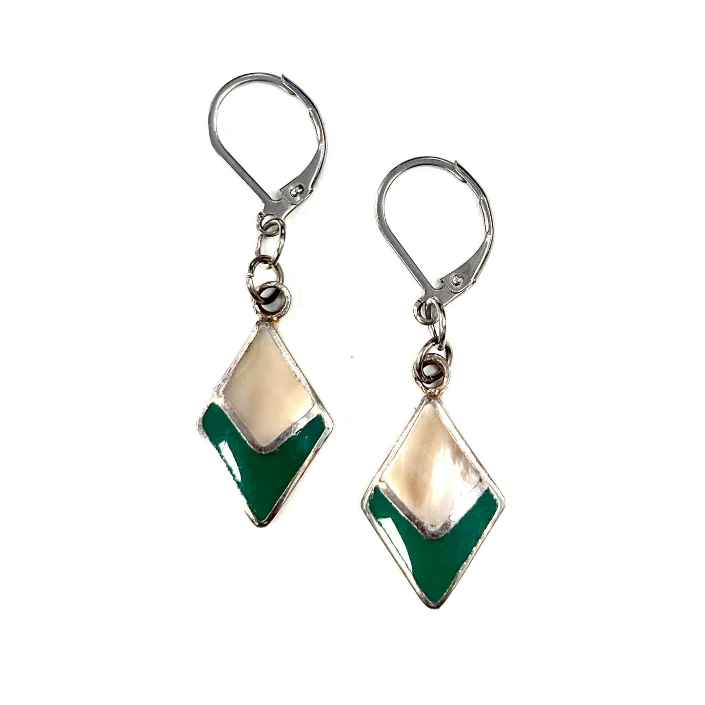 Boucles d'oreilles - Losange - Pierre Nacre Losange - Rouge Aventure