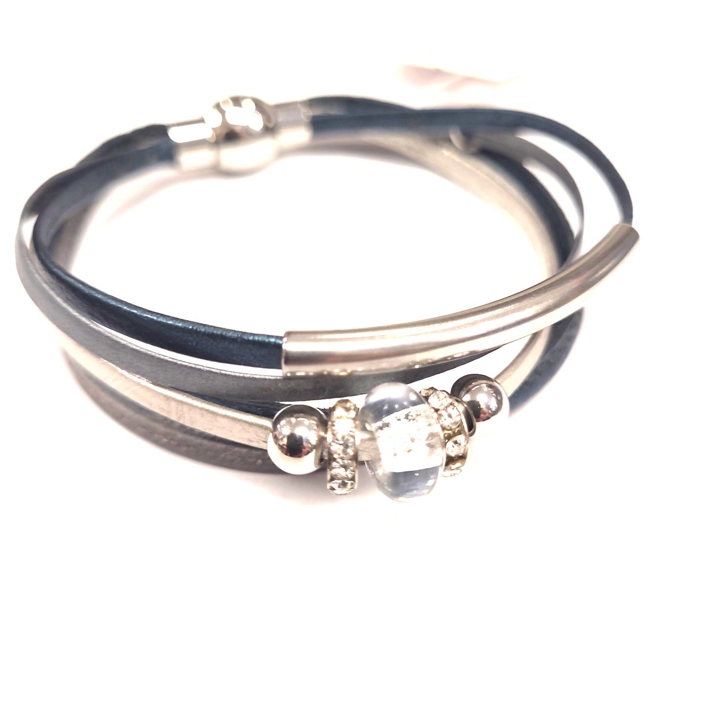 Bracelet Luxury - Bleu-gris-argent - Créart