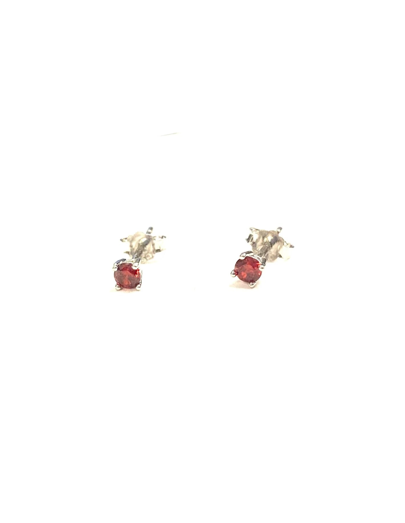 Earrings - Round 3mm - Red - Red Silver 9.25