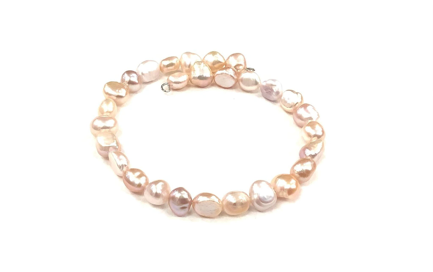 1 Round Pearl Bracelet - Peach - Red Stainless Steel