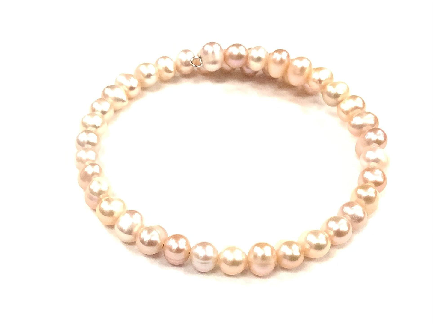 1 Round Pearl Bracelet - Pink - Red Stainless Steel