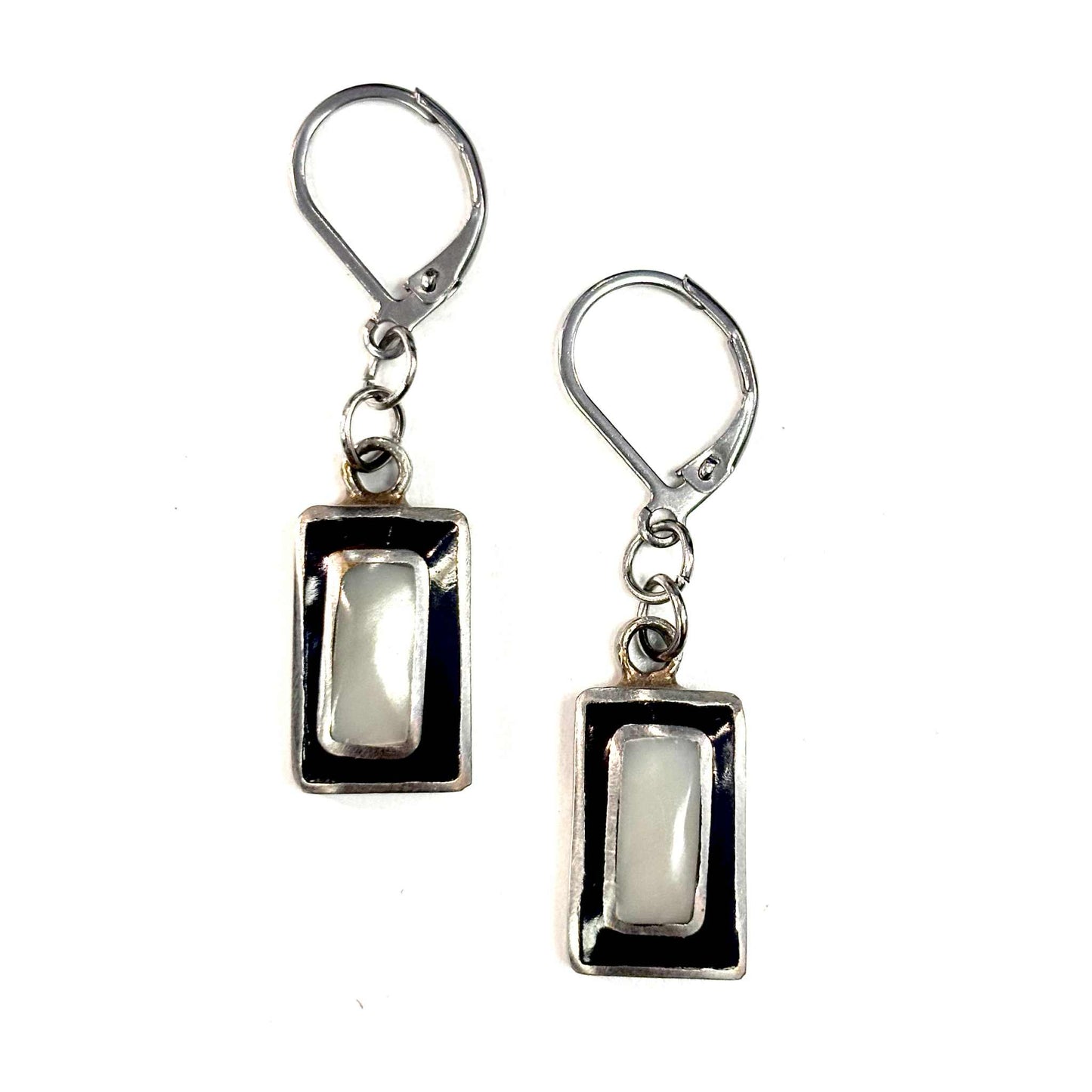 Boucles d'oreilles - Rectangle - Pierre Nacre Rectangle - Rouge Aventure