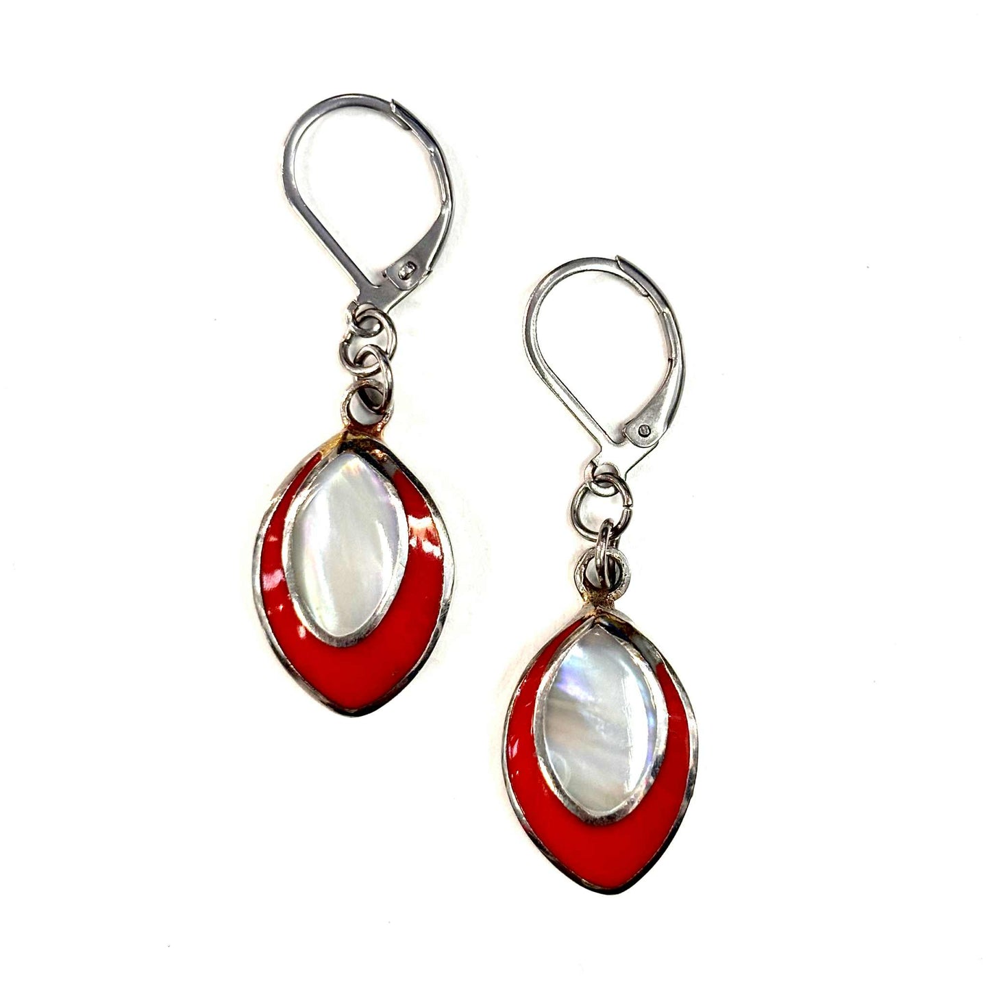 Boucles d'oreilles - Ovale - Pierre Nacre Ovale - Rouge Aventure