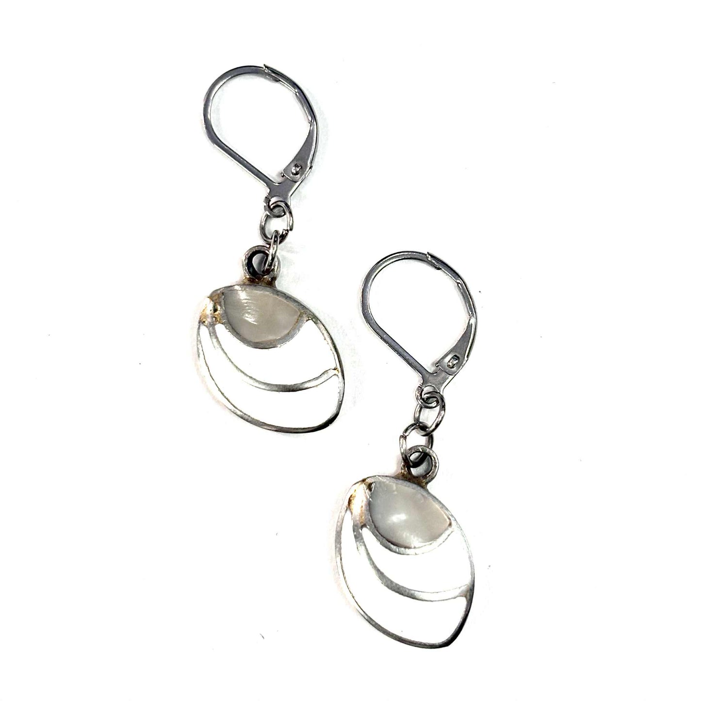 Boucles d'oreilles - Ovale - Pierre Nacre Demie-Cercle - Rouge Aventure