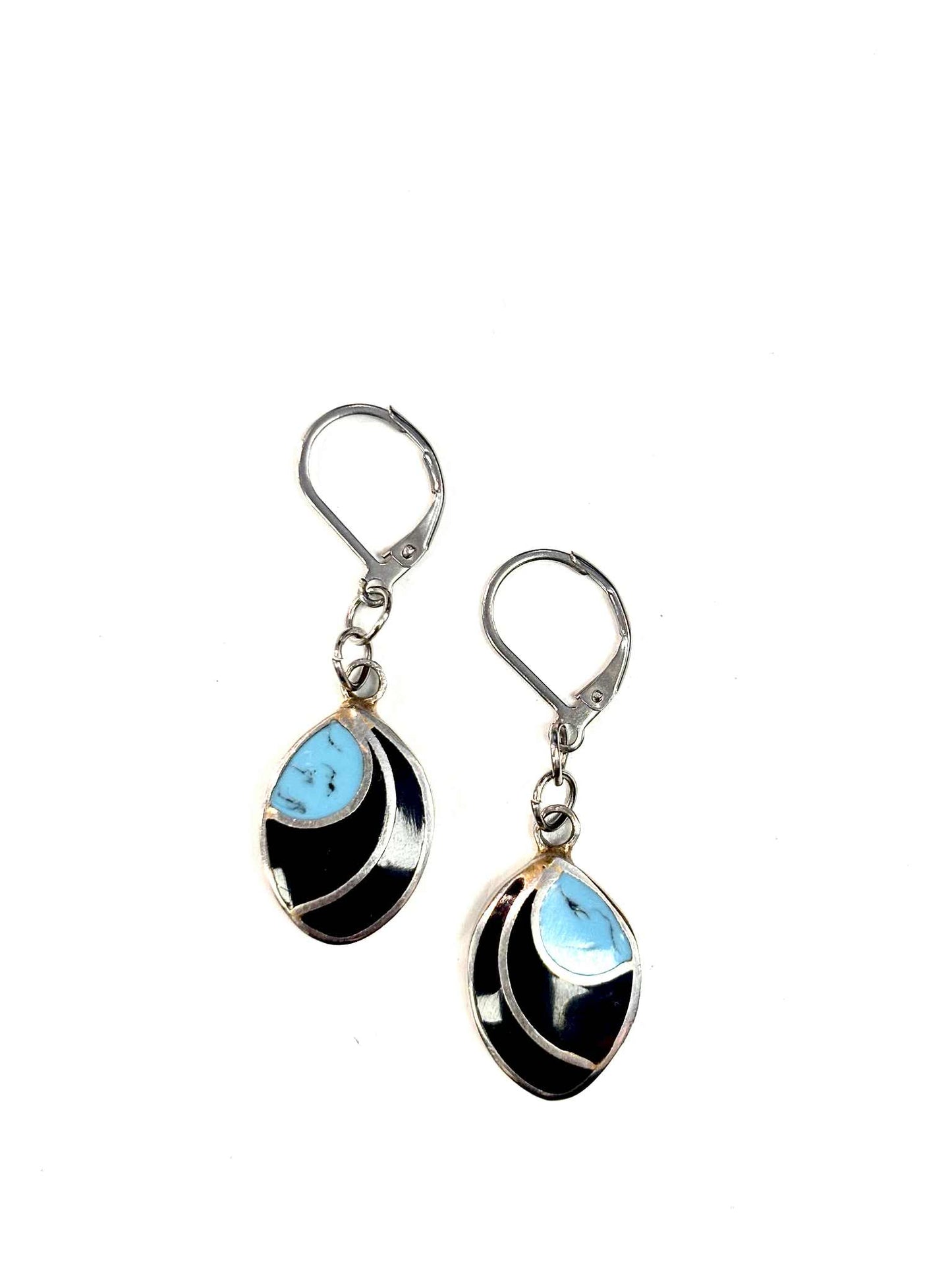 Boucles d'oreilles - Ovale - Pierre Turquoise Demie-Cercle - Rouge Aventure