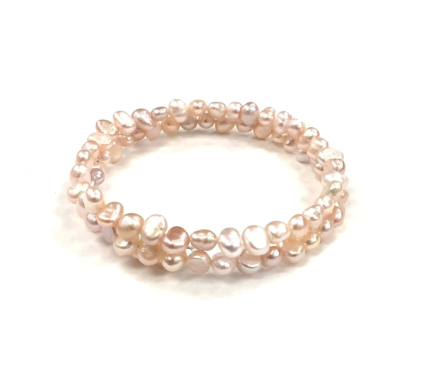 2 Tour Pearl Bracelet - Pink - Red Stainless Steel