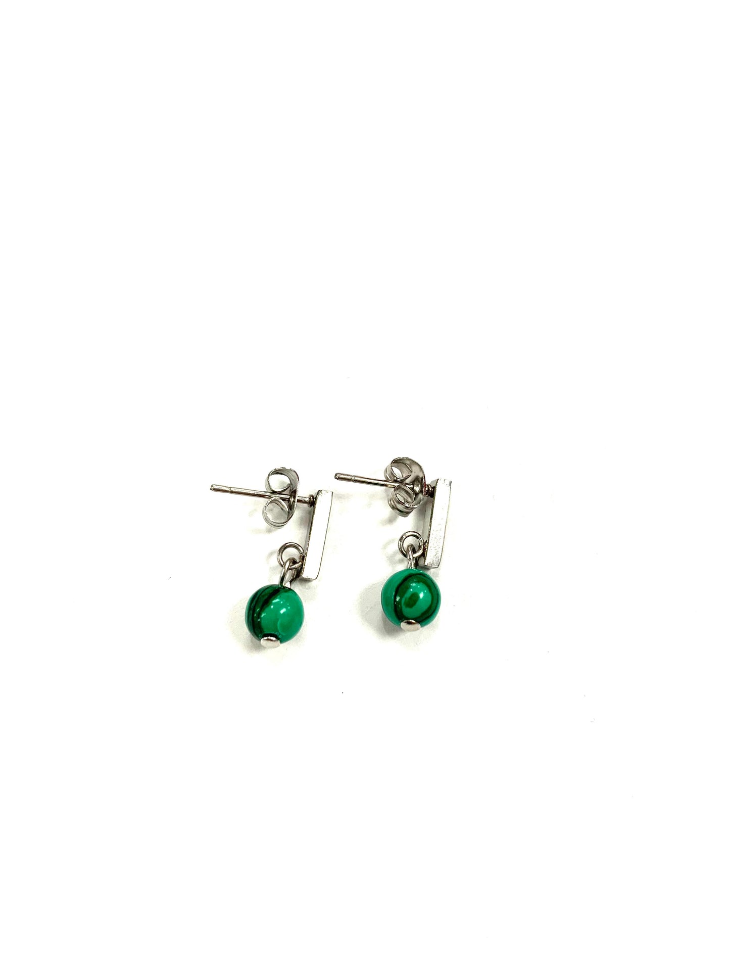 Precious stone bo - Silver and green - Red Inox
