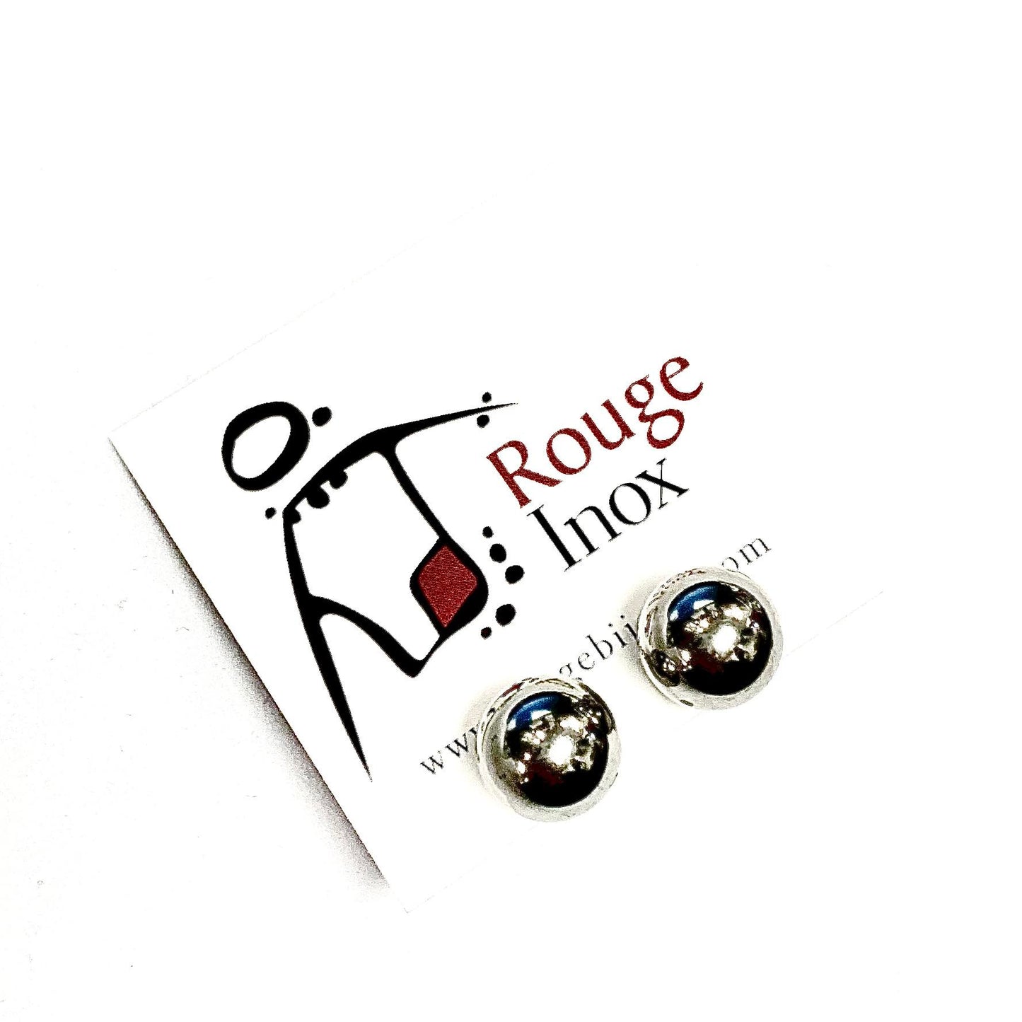 BO Boule - Grosse - Argent - Rouge Inox