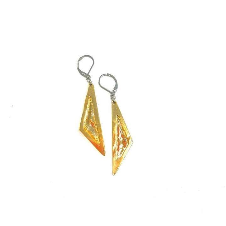 Boucles d'oreilles- Triangle or brillant - Rouge Bijoux