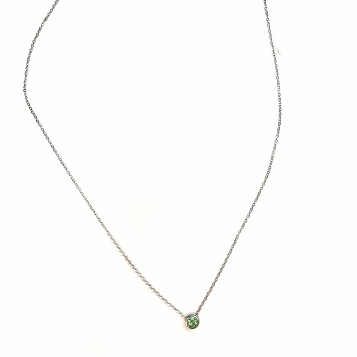 Necklace - Small stone - Green - Red Stainless steel