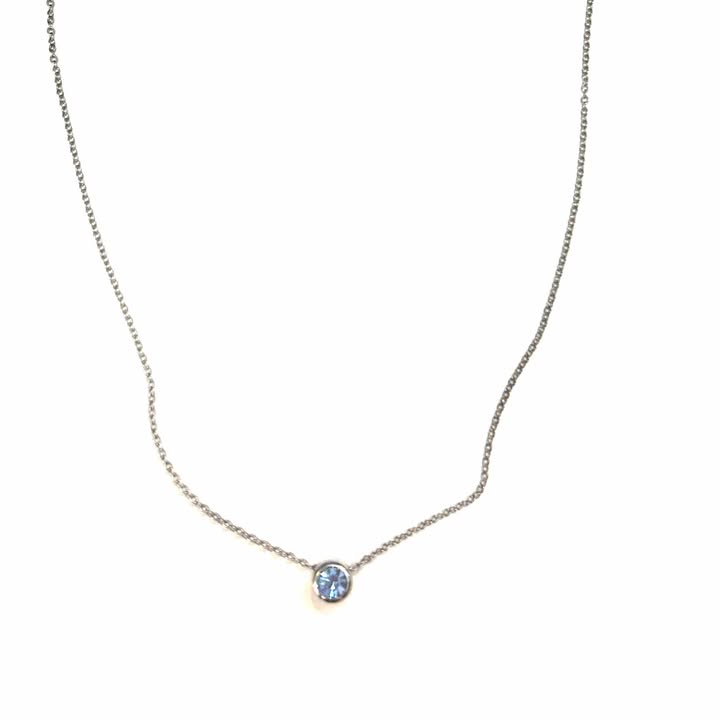 Necklace - Small stone - pale blue - Stainless steel red