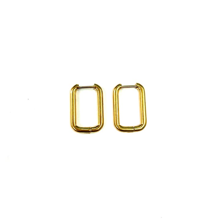 Boucles d'oreilles - Rectangle arrondie 3 - Rouge Inox