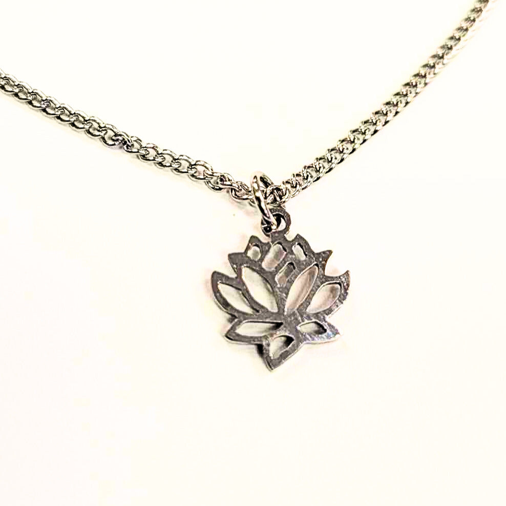 Collier fleur de lotus - Argent - Rouge Inox