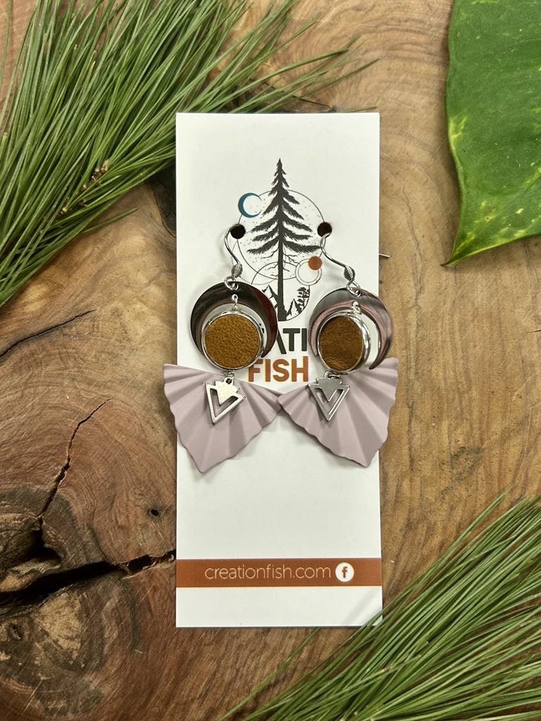 Earrings - Pink fan - Fish Creation