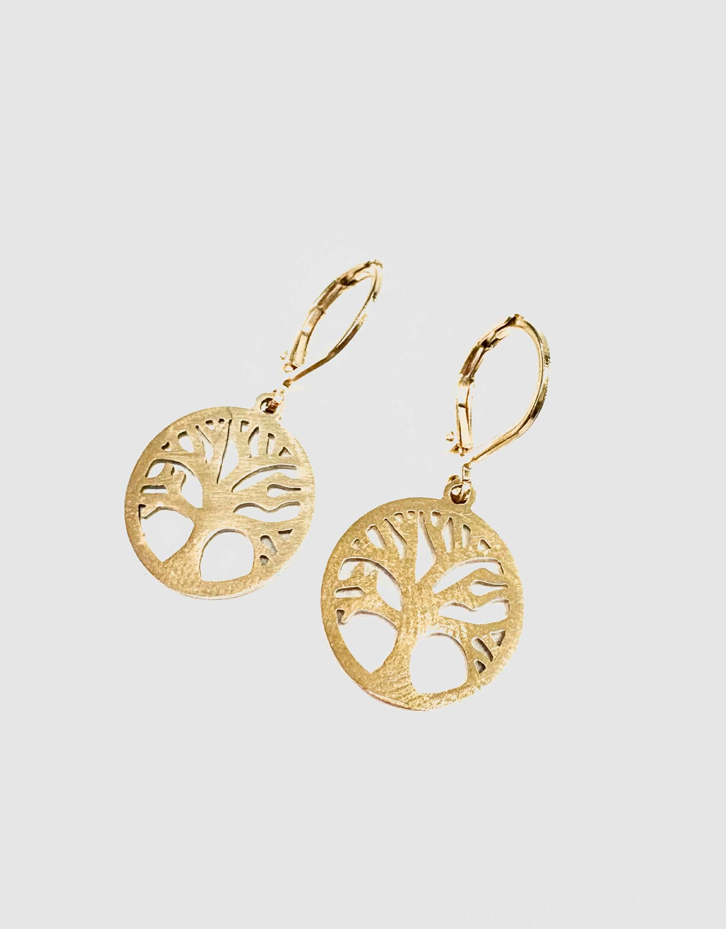 Boucles d'oreilles Arbre de vie - Or - Rouge Inox