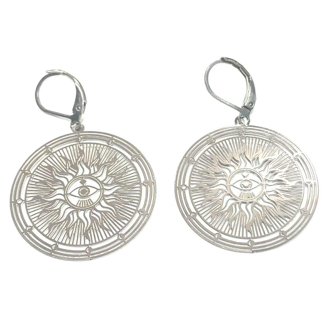 Boucles d'oreilles - Soleil observateur - Rouge Inox