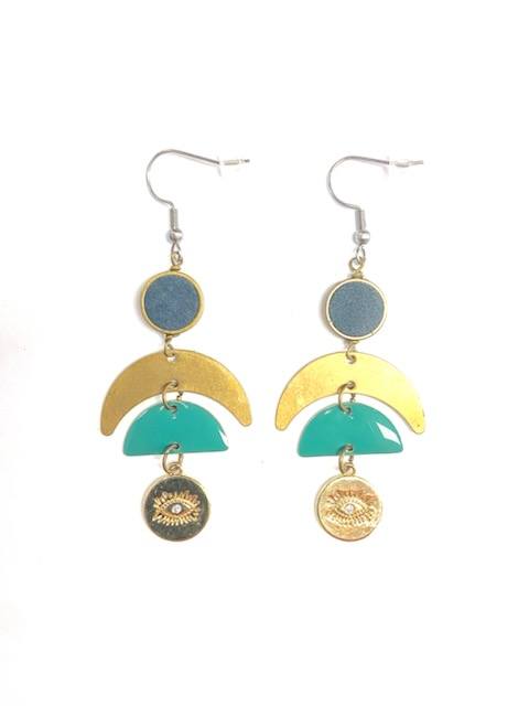 Earrings - Shell - Gold - Red Stainless Steel