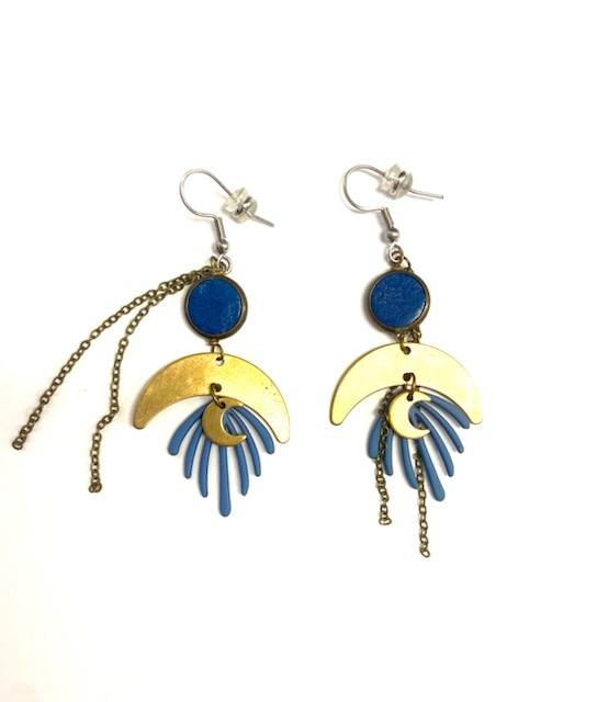 Earrings - Shell - Gold - Red Stainless Steel