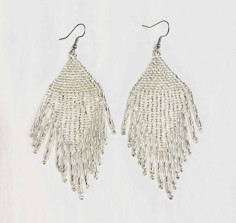 Boucles d’oreilles 31 - Perlage - Rouge Inox (2 variantes disponibles - couleur or - couleur argent)