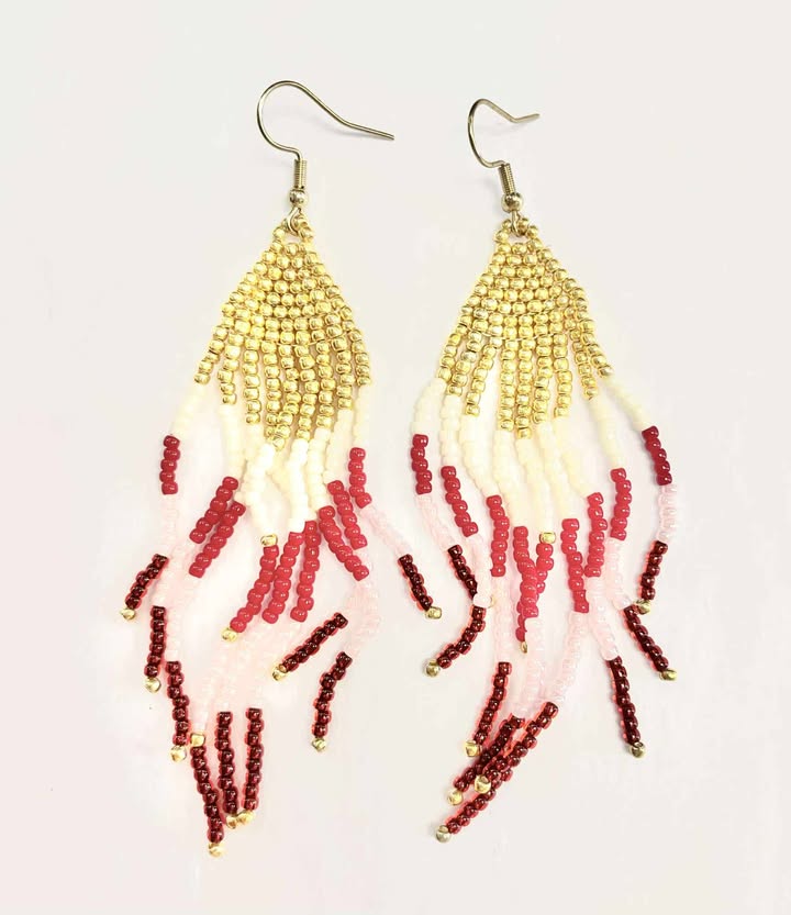 Boucles d’oreilles 32 - Perlage - Rouge Inox