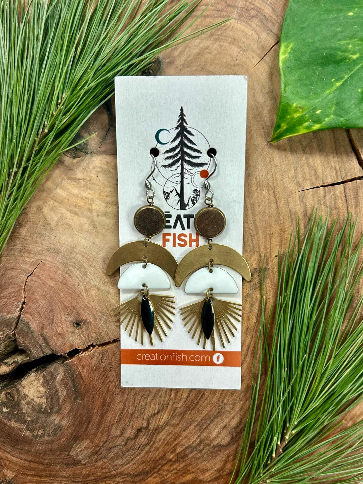 Earrings - Black and white moon - Fish creation