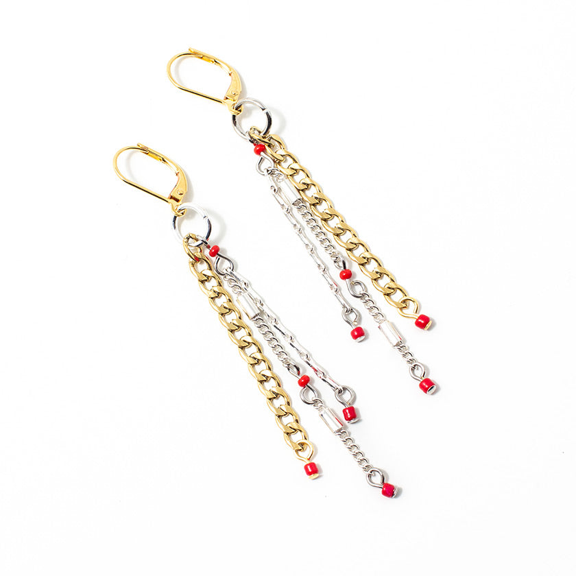 Boucles d'oreilles - Deve - Rouge- Anne-Marie Chagnon