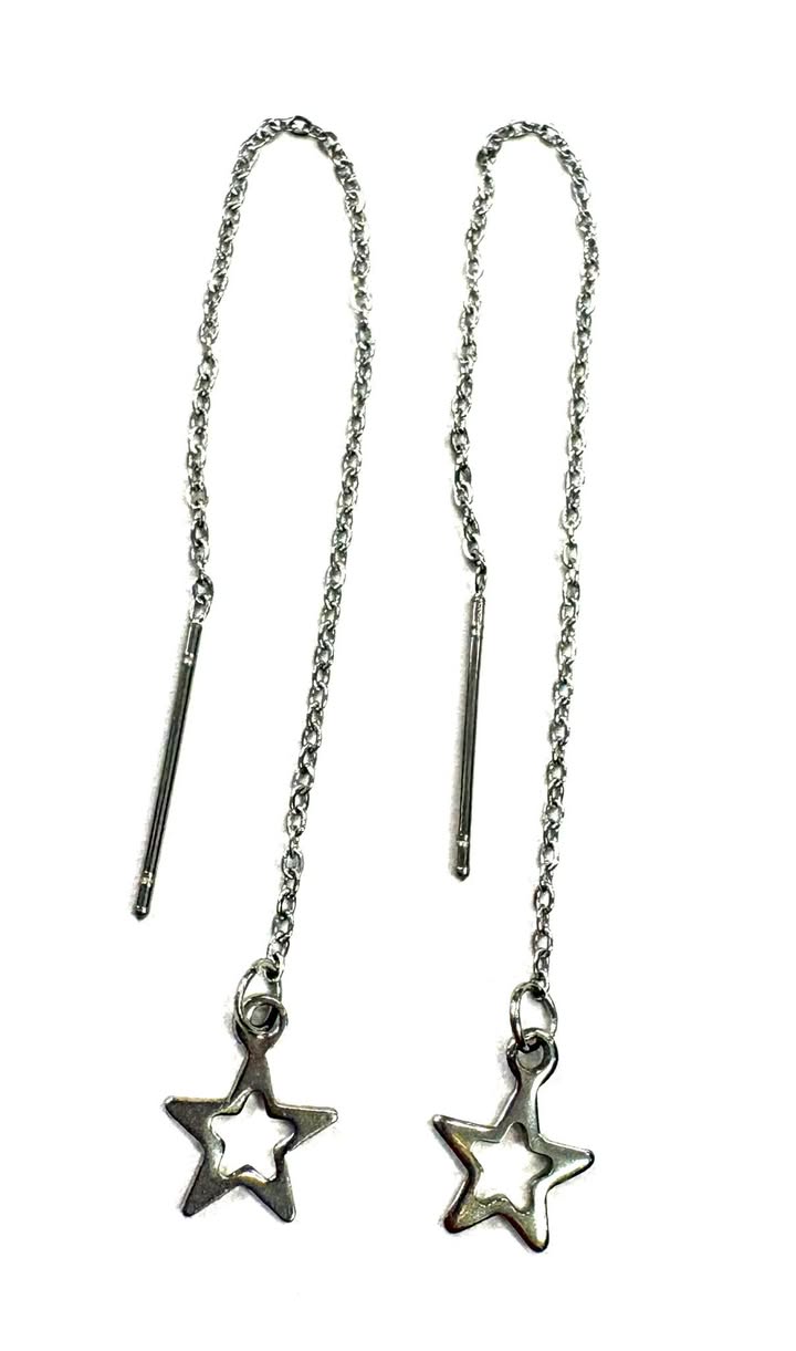 BO longue boucle d'oreille étoile - Rouge inox