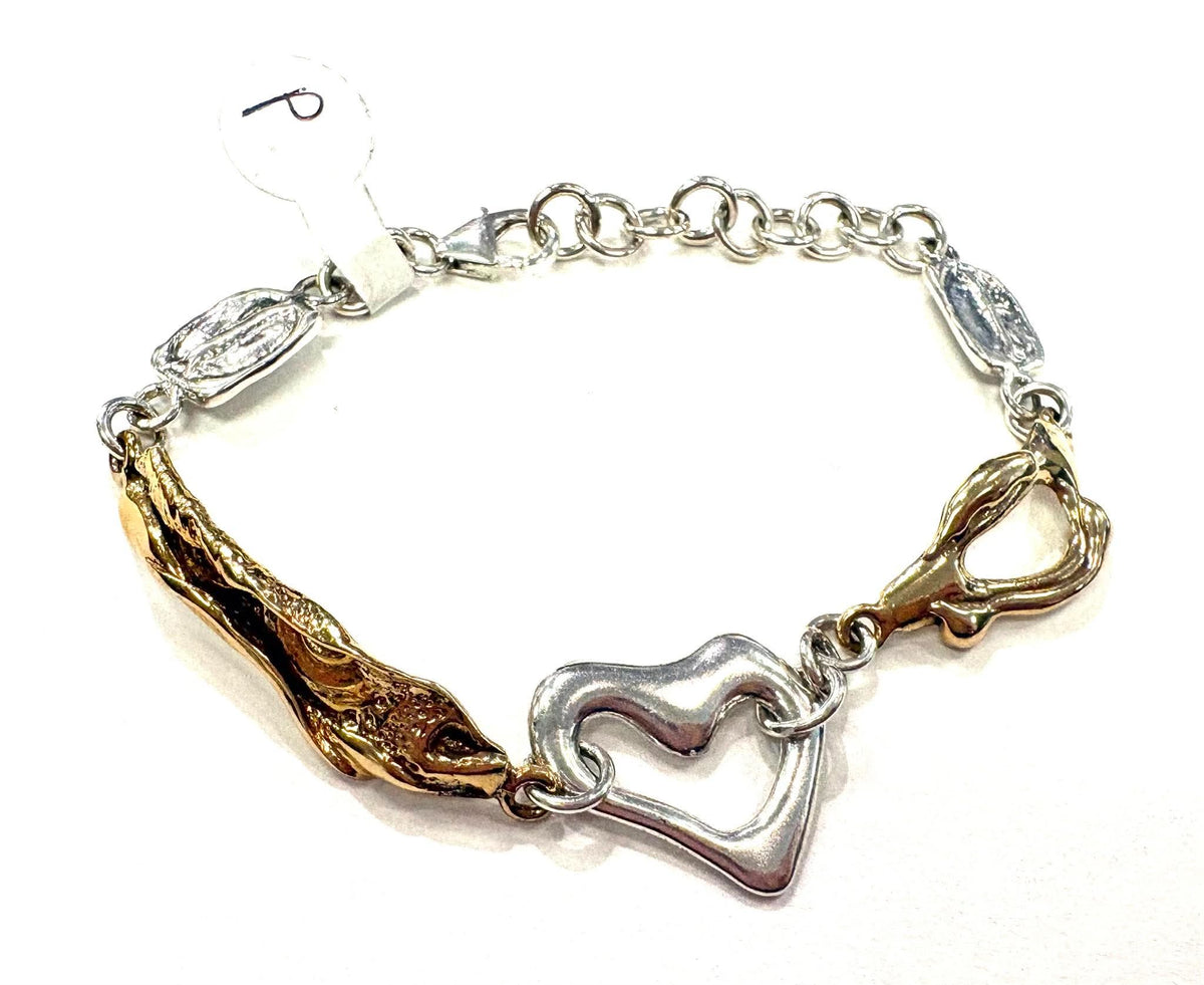 Bracelet coeur- argent et bronze - Marie-Êve Bordeleau