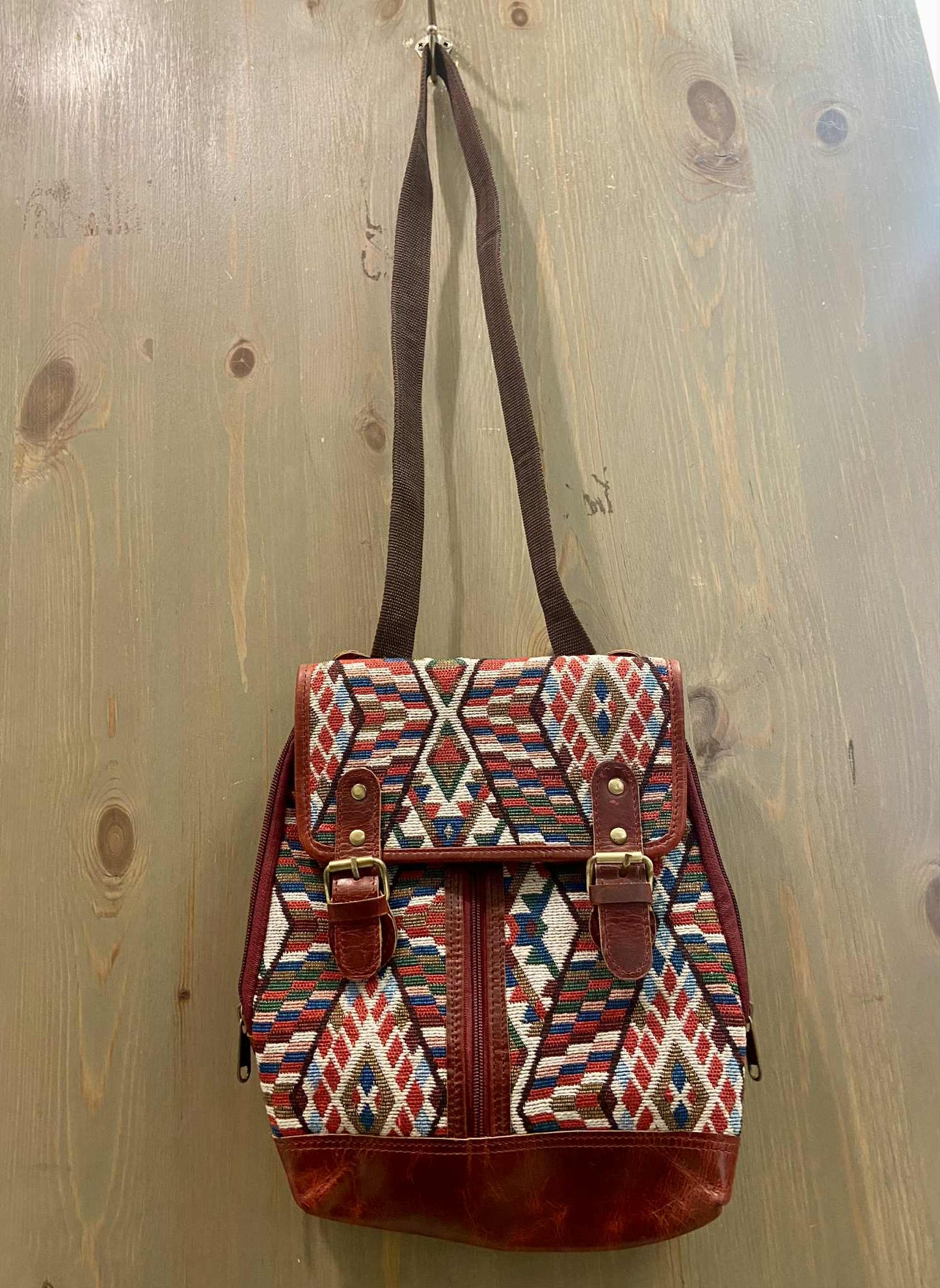 Sac à dos cuir rouge - Rouge Import