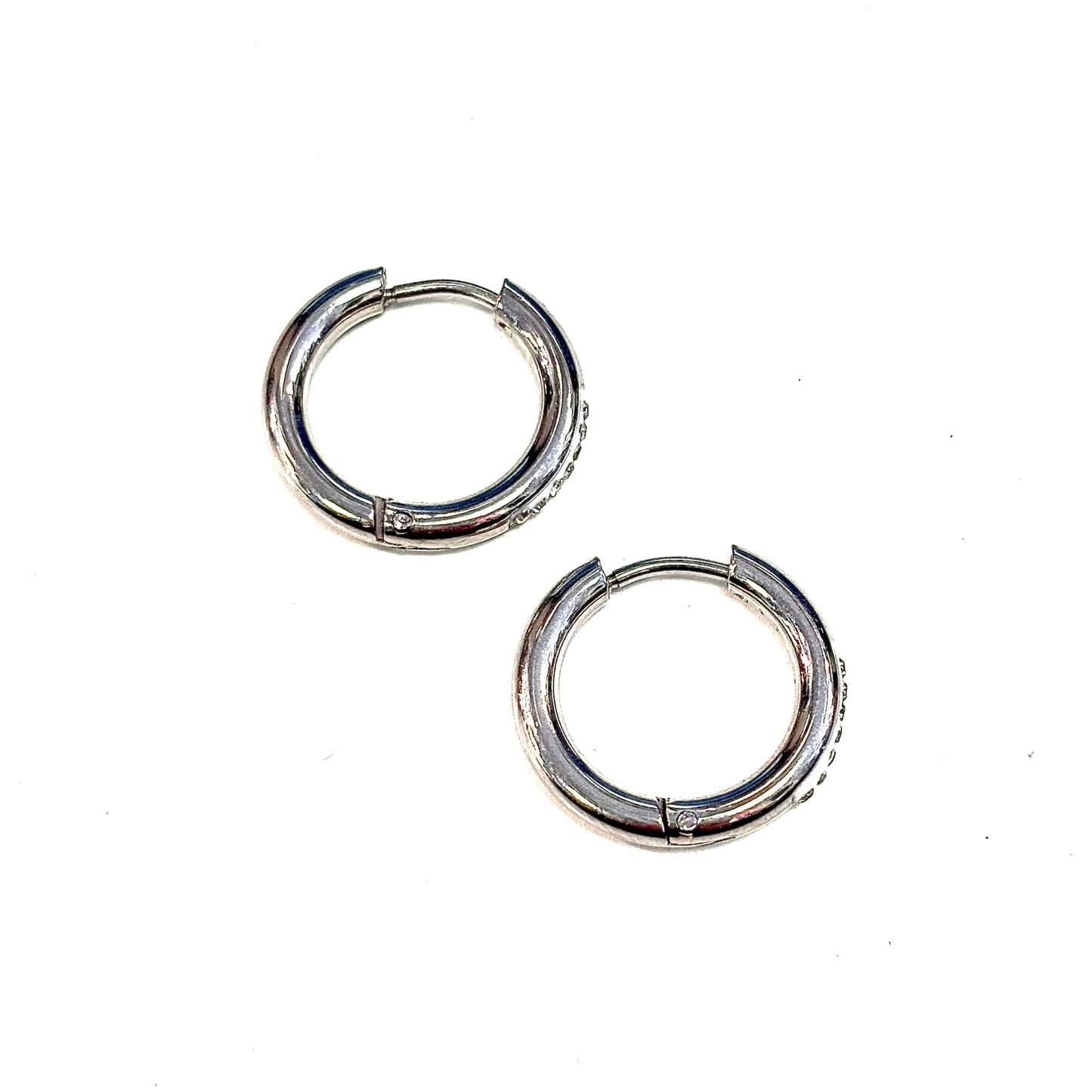 Boucles d'oreilles - Anneaux Ronds - Pierre de Rhin - Rouge Inox