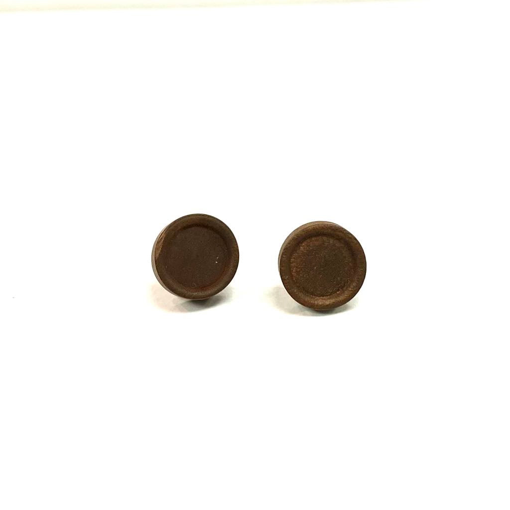 Boucles d'oreilles - Bouton de bois - Rouge Inox