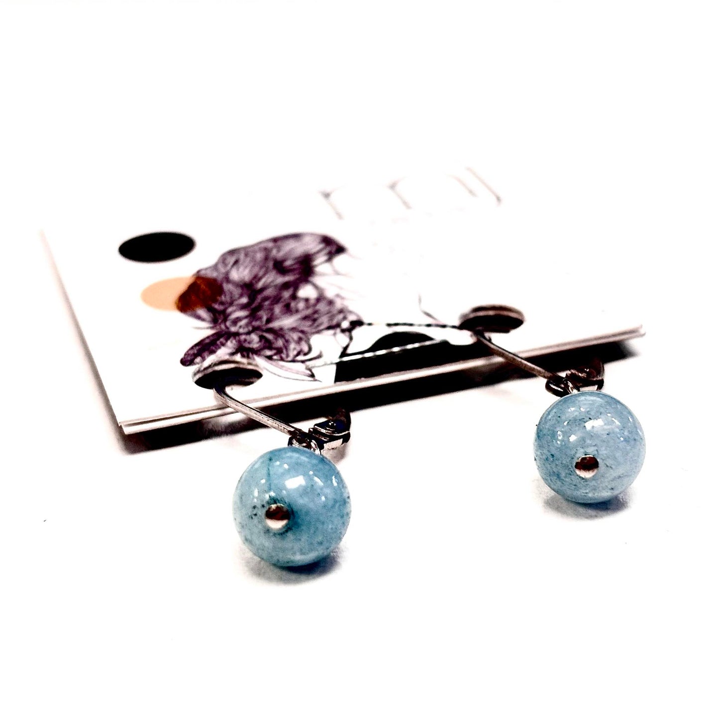 Boucles d'oreilles - Bille en pierre - Bleu- MJ Bijoux