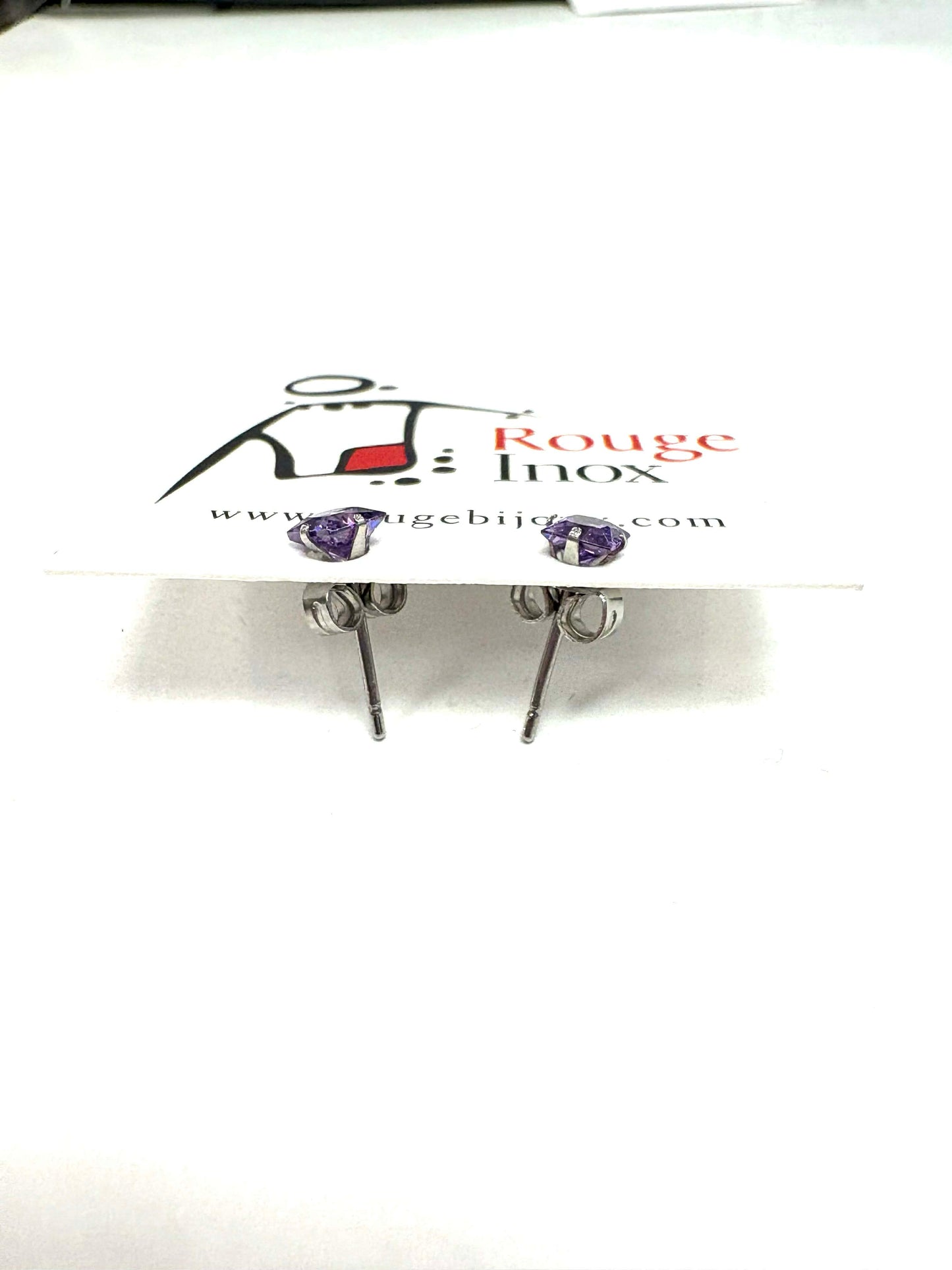 BO 3mm purple square zircon - Red Stainless steel