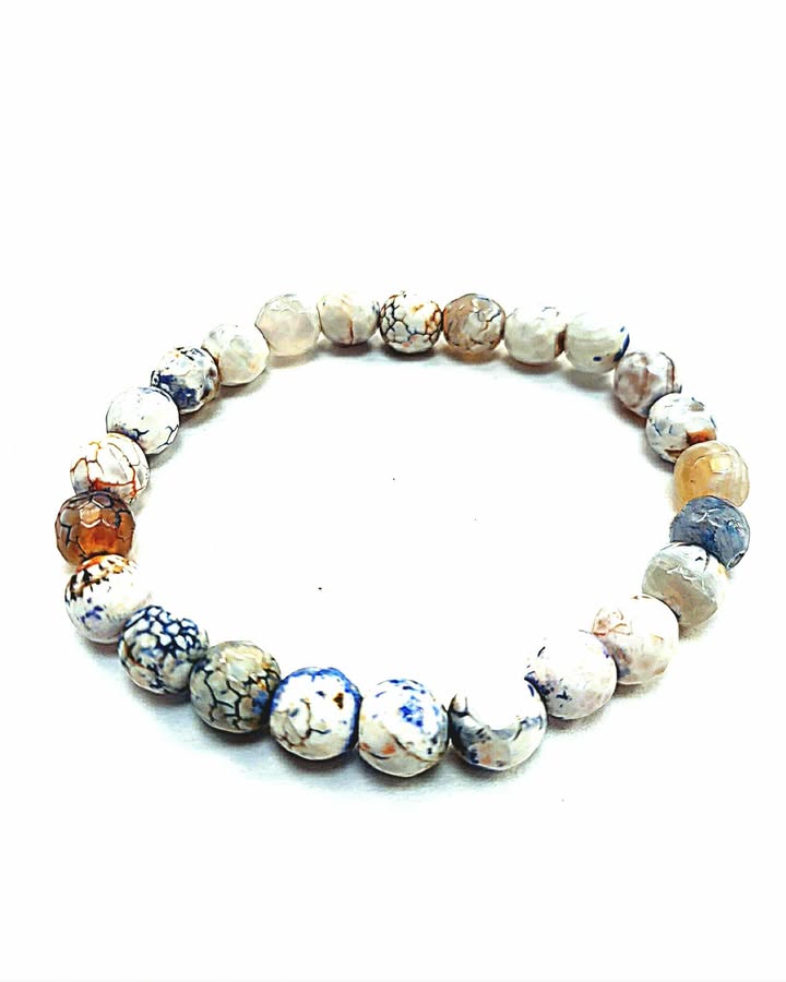 Bracelet - Agate de feu - noir-rouge brûlé - pierre fine - Rouge Bijoux