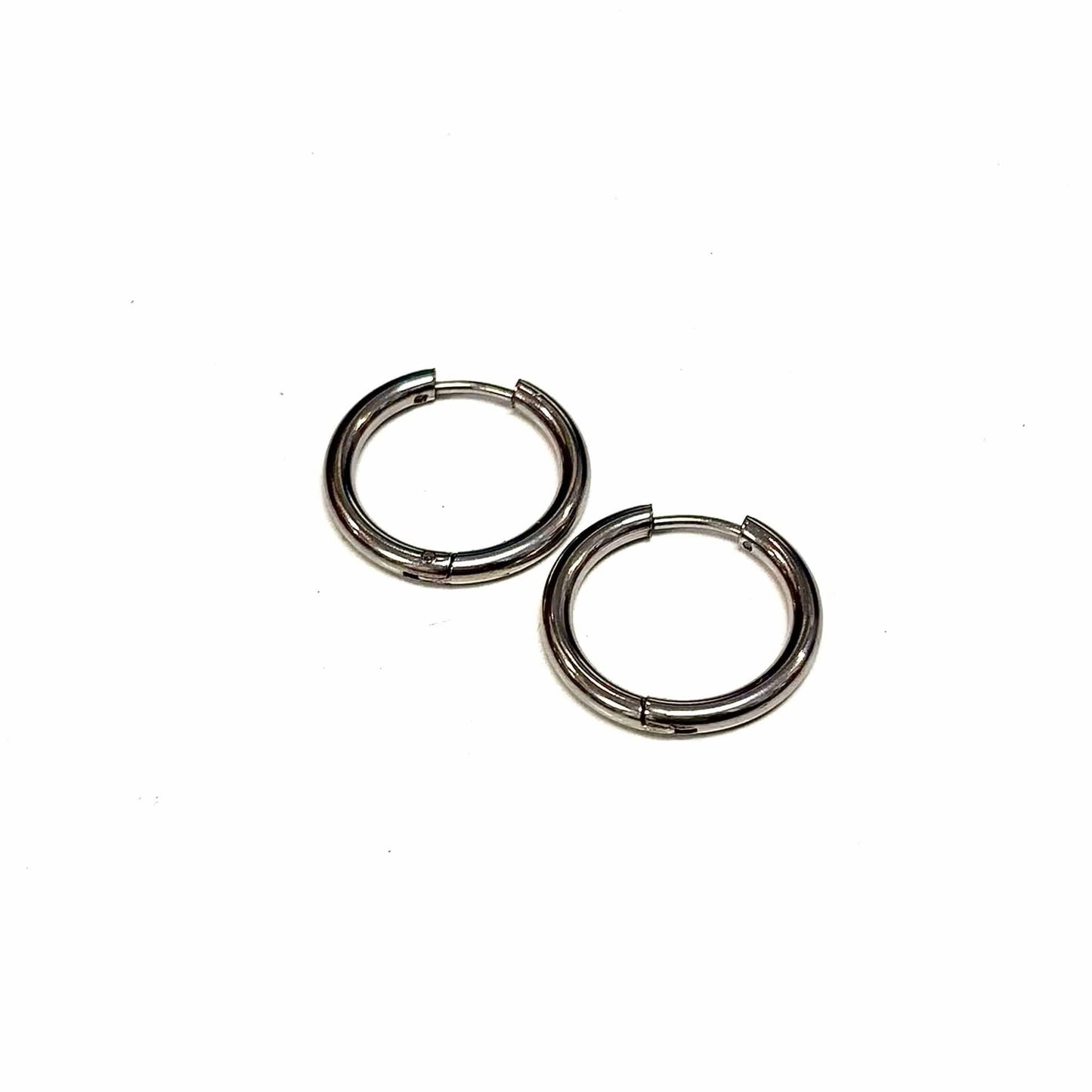 Earrings - large round hoops - Red Stainless Steel