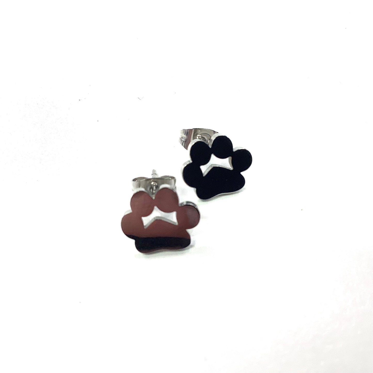 Earrings - Medium silver post - Red stainless steel