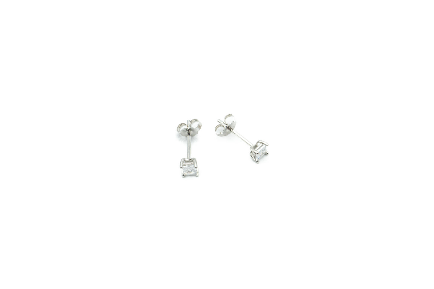 Boucles d'oreilles - Carré 3.5mm - Avril (Diamant) - Rouge Argent 9.25