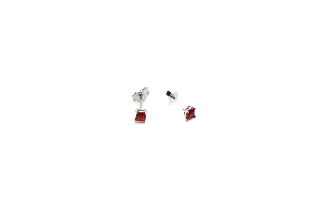 Earrings - Round 3mm - Red - Red Silver 9.25