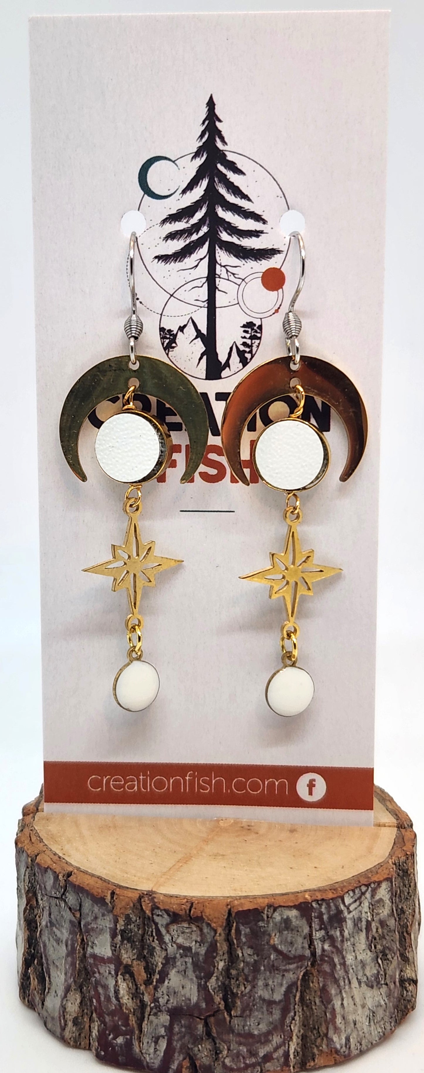 Boucles d'oreilles - Étoile du Nord - C Blanc - OR - Création Fish