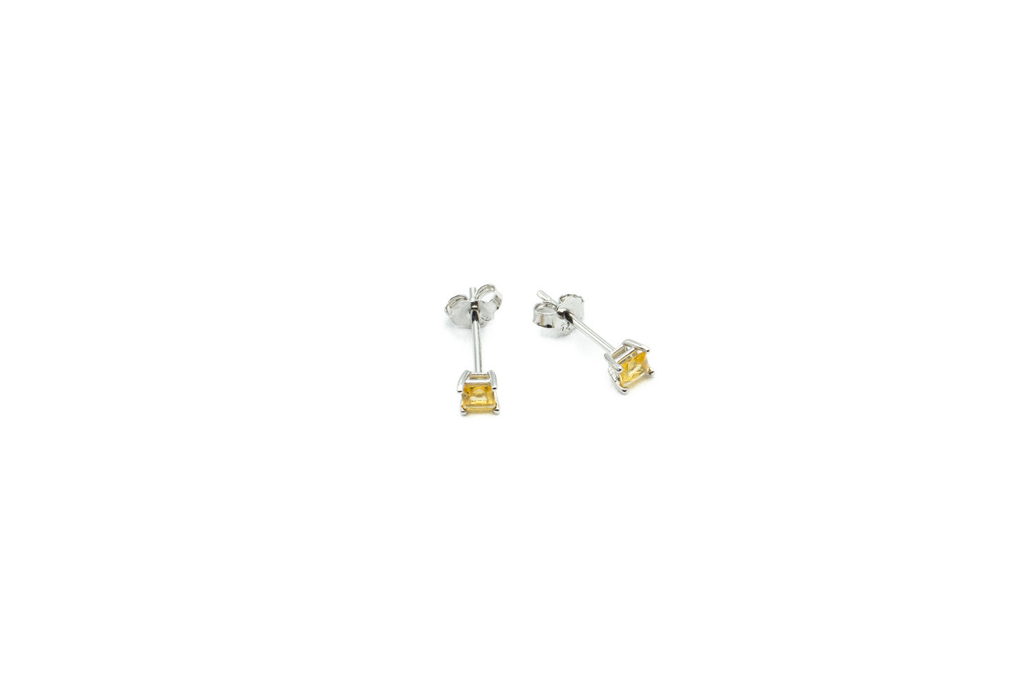 Boucles d'oreilles - Carré 3.5mm - Novembre (topaze-jaune) - Rouge Argent 9.25