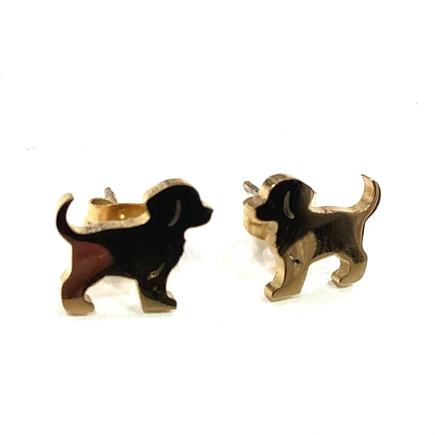 Boucles d'oreilles - Chiot de profil - 3 variantes - or, argent ou noir - Rouge Inox
