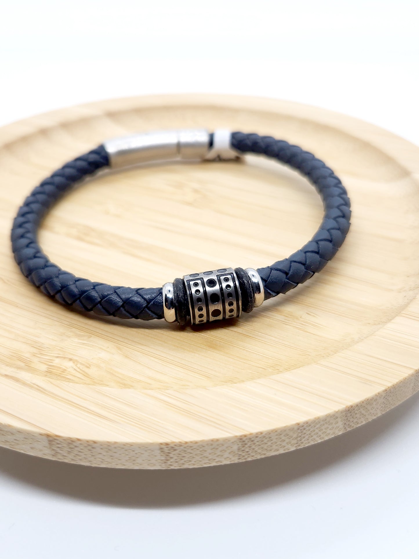 Bracelet de cuir marine grandeur 20 - Création Fish