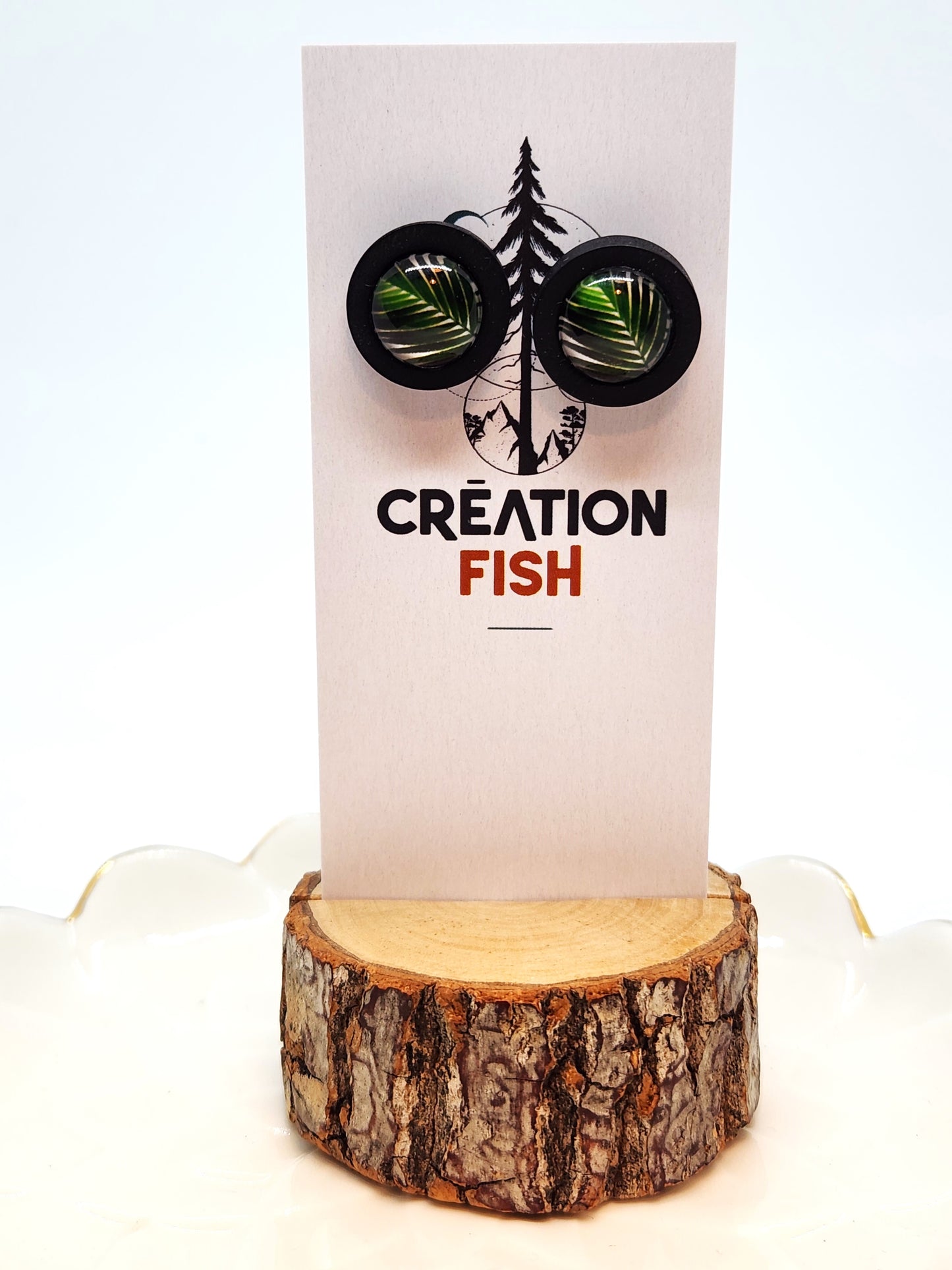 Boucles d'oreilles - Image Feuille - Bois - Création Fish