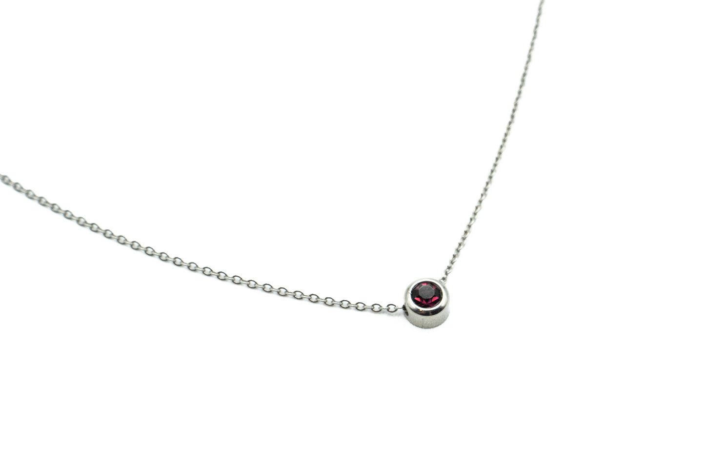 Necklace - Mauve - Silver - Red Stainless Steel