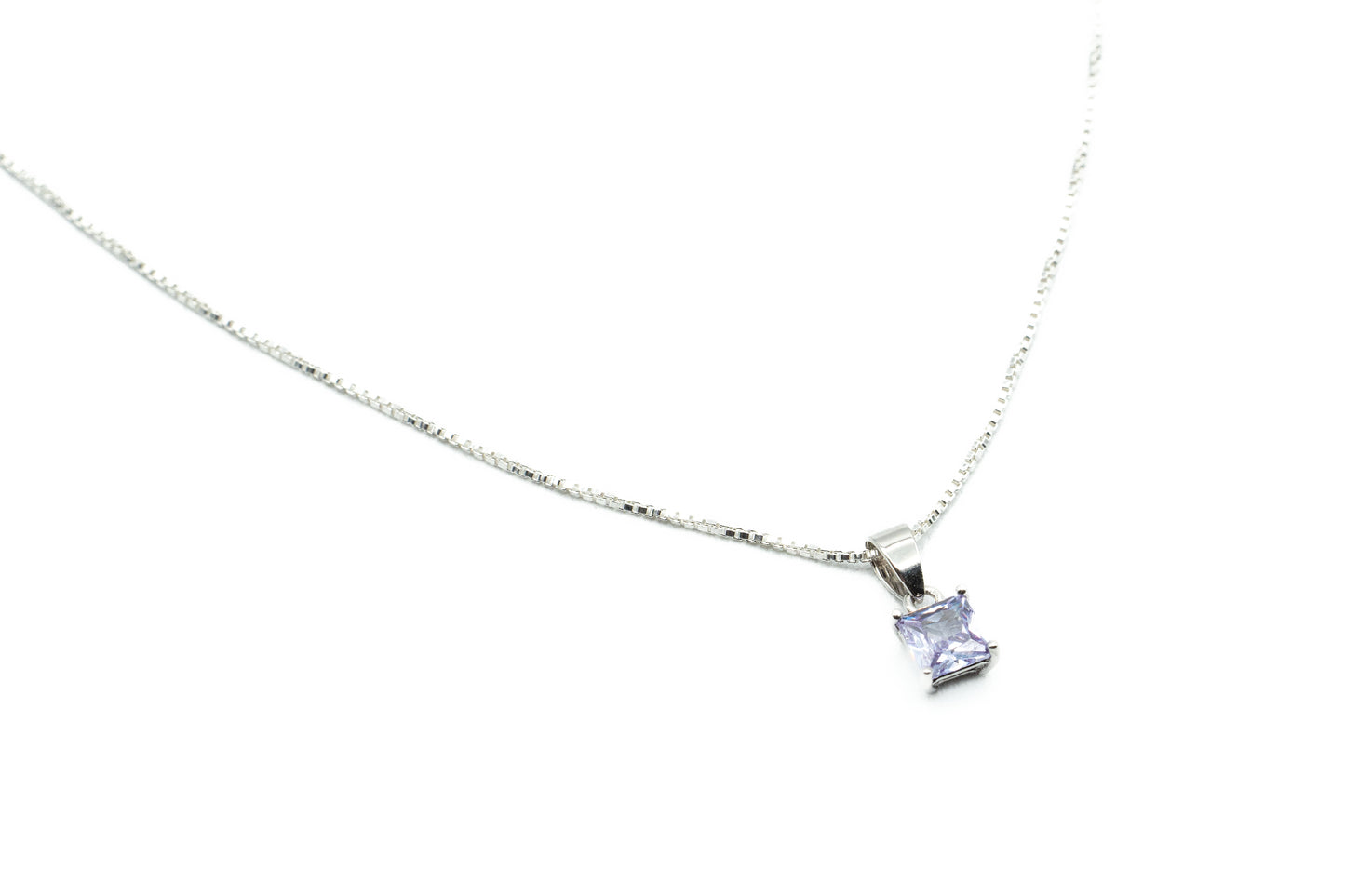 Necklace - Square 3mm - Purple - Red Silver 9.25