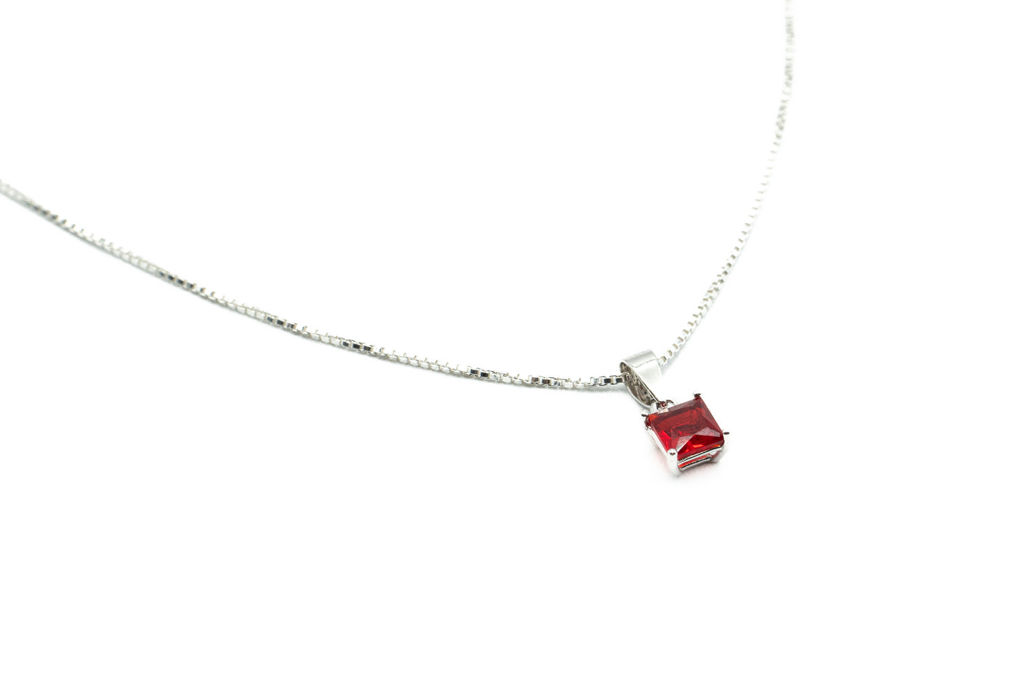 Collier - Carré 3mm - Rouge Vif - Rouge Argent 9.25
