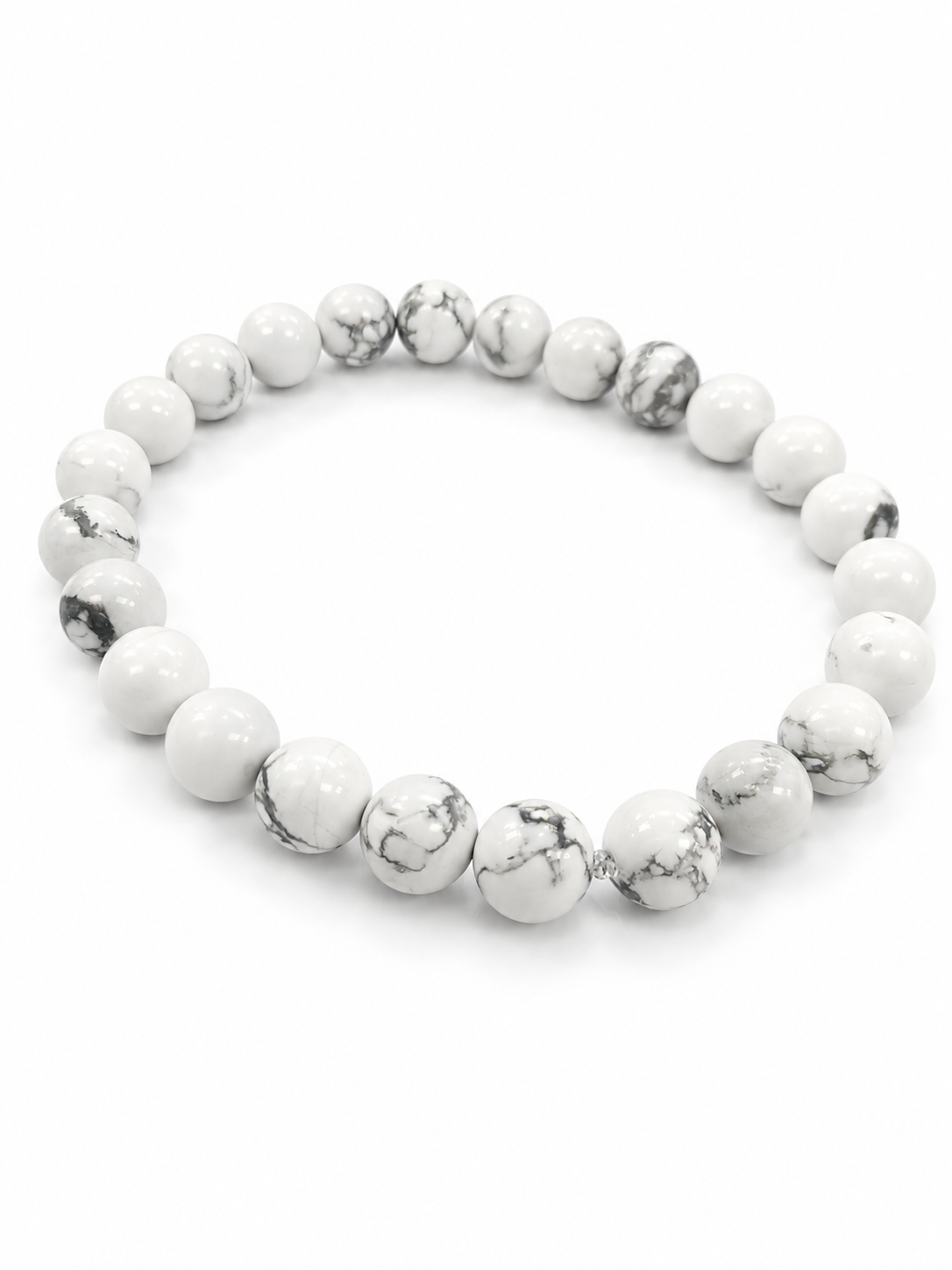 Bracelet - Pierres Howlite - blanche - Rouge Bijoux