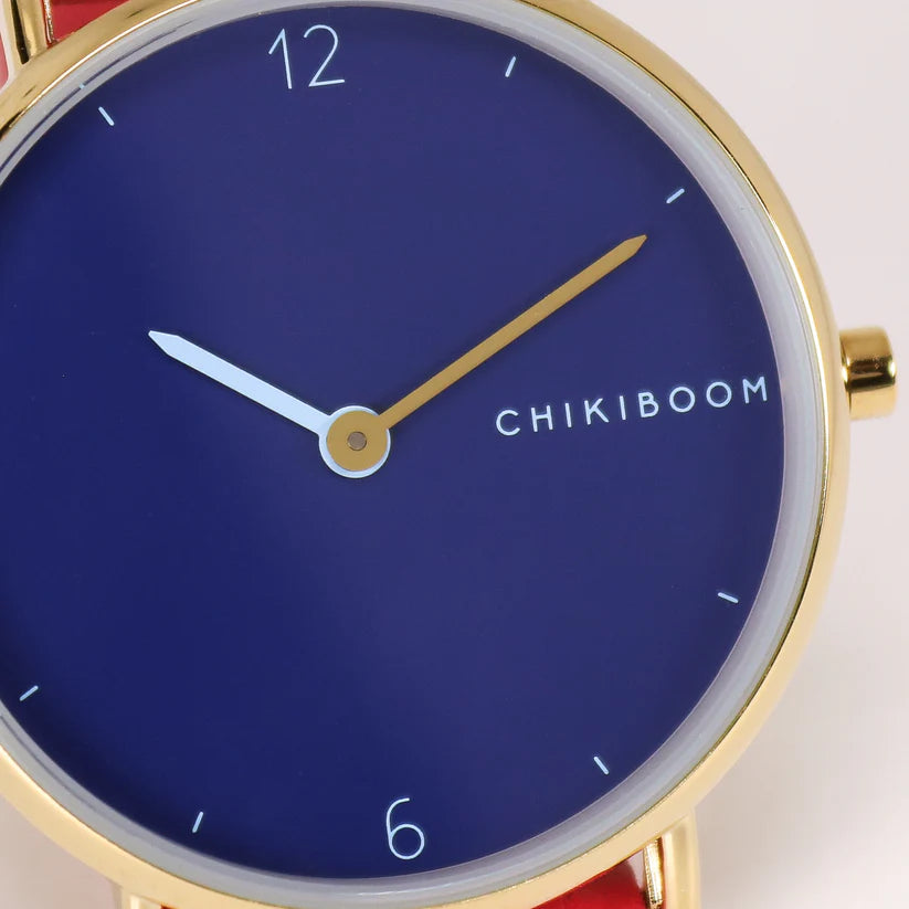 Chikiboom gold, pink and blue watch